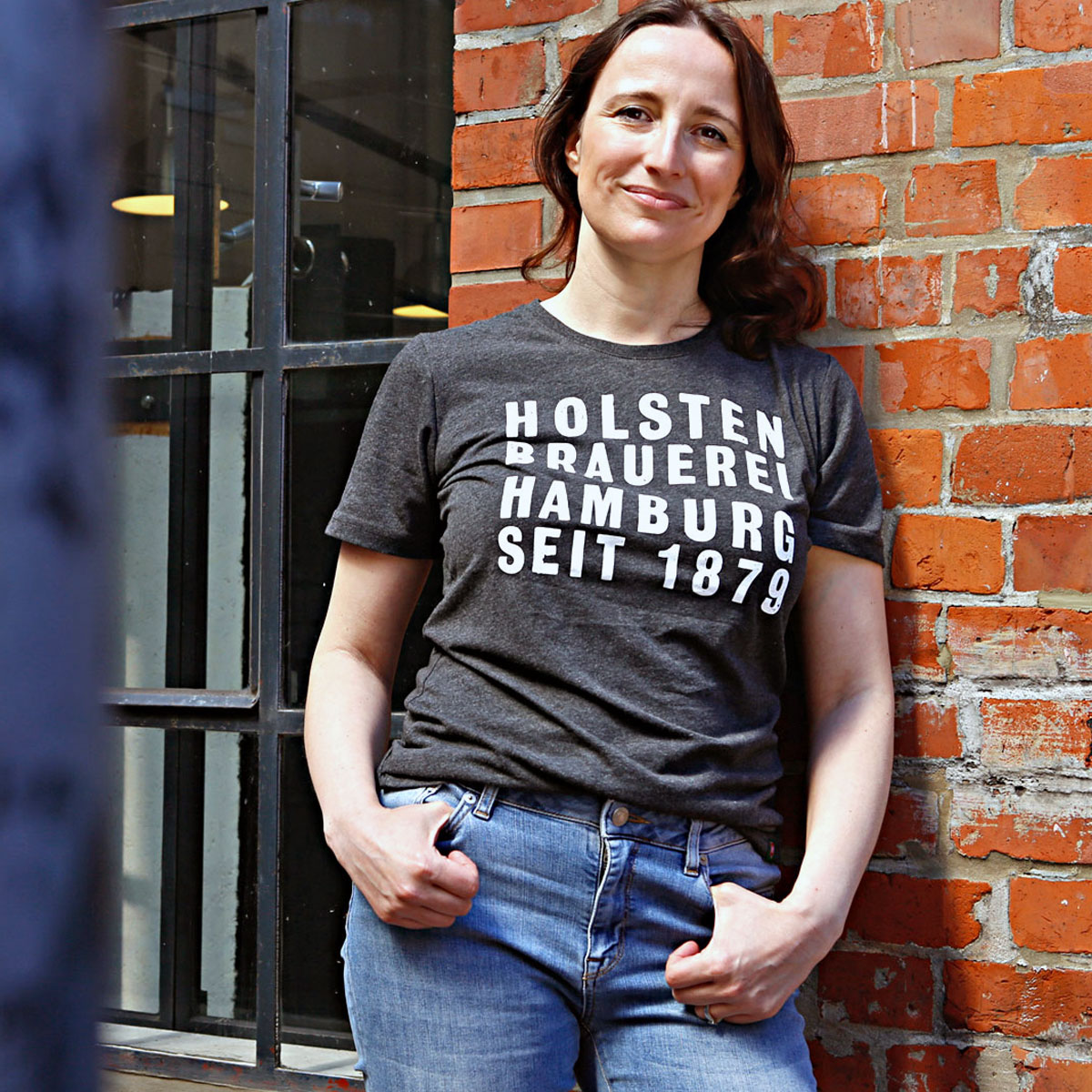 Damen-T-Shirt, anthrazit-meliert „Seit 1879“